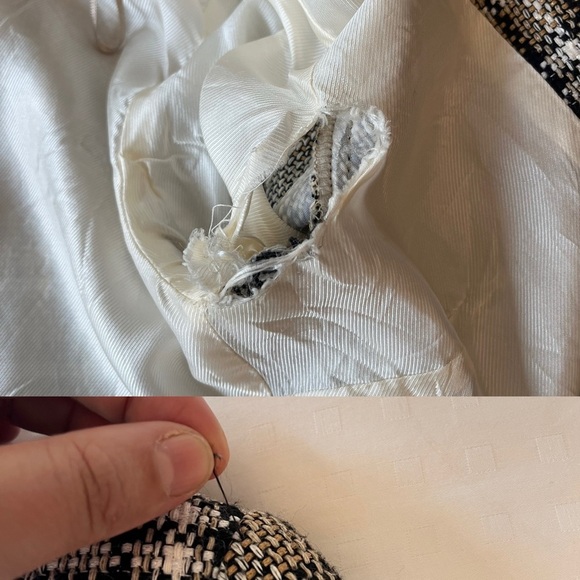 ZARA Tweed Frayed Plaid Blazer Cropped XS - Picture 16 of 16